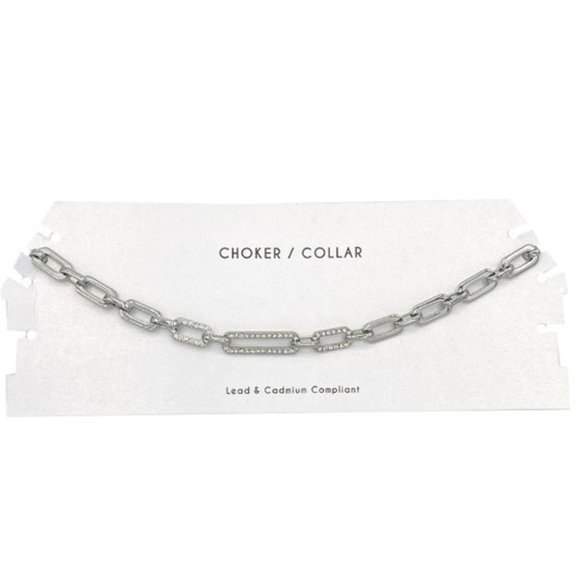 The Wild Clover Jewelry - ❌SOLD OUT❌ MAYA SILVER RHINESTONE CHAIN LINK CHOKER NECKLACE